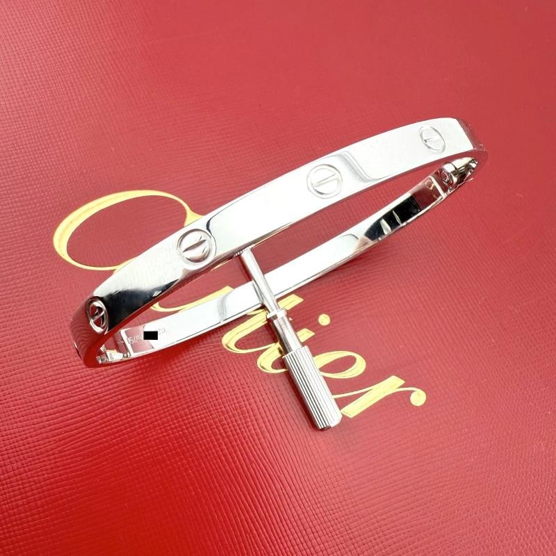 Cartier LOVE 18KT White Gold Bracelet Bangle Receipt Boxes SZ 21 - 2