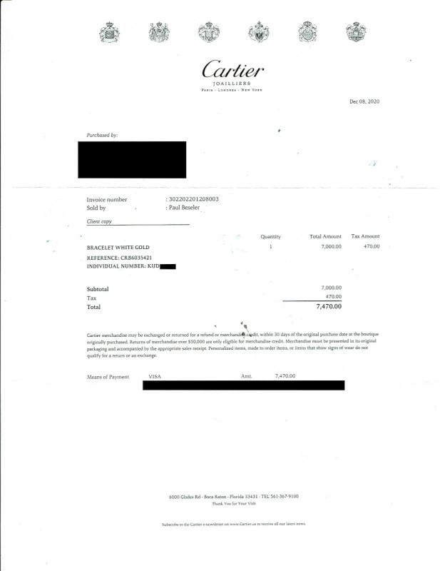 Cartier LOVE 18KT White Gold Bracelet Bangle Receipt Boxes SZ 21 - 3