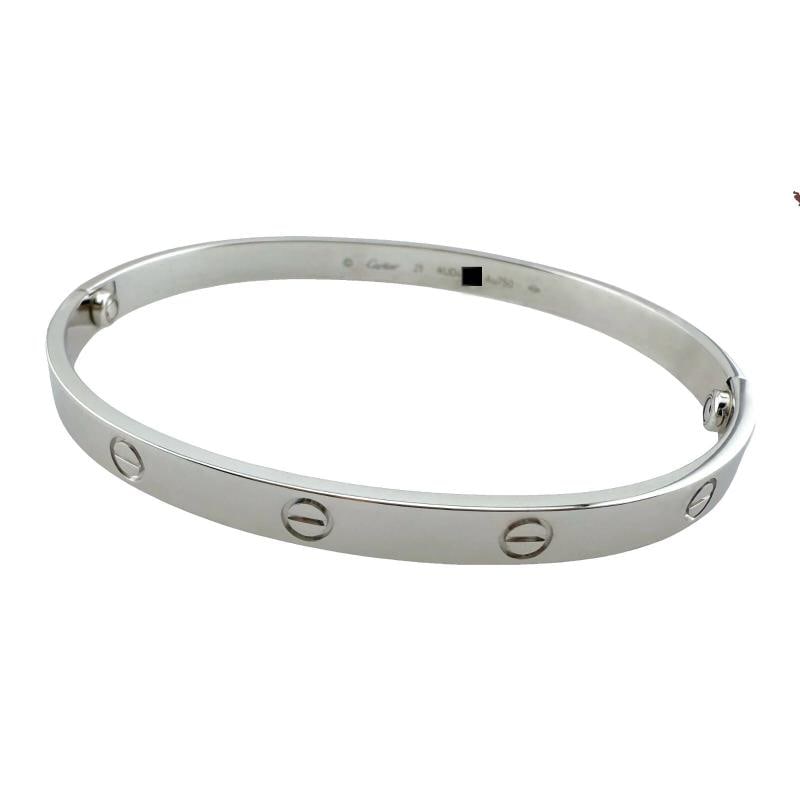 Cartier LOVE 18KT White Gold Bracelet Bangle Receipt Boxes SZ 21 - 7