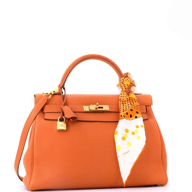 Hermes Kelly Handbag Orange Togo with Gold Hardware 32 - 2
