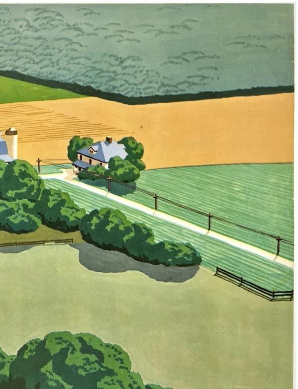 Original Vintage Poster ROCK ISLAND ROCKETS Railroad Travel Bern Hill LINEN - 3