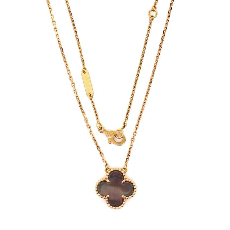 Van Cleef & Arpels Vintage Alhambra Pendant Necklace 18K Rose Gold and Grey - 3