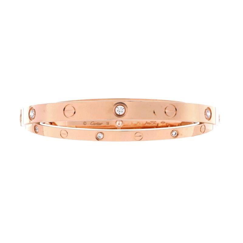 Cartier Double Love Bracelet 18K Rose Gold with Diamonds: Measurements: Circumference: 6.60 ", Width: 12.70 mm . Condition: Pre-owned - Good,Brand: Cartier,Main Stone: Diamond,Metal: 18K Rose Gold,Metal Purity: 18K,Style: Bracelet,Type: Bracelet,Color: Rose