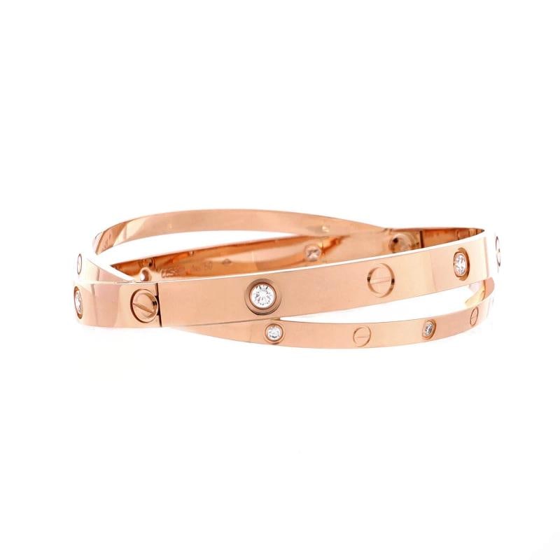 Cartier Double Love Bracelet 18K Rose Gold with Diamonds - 3