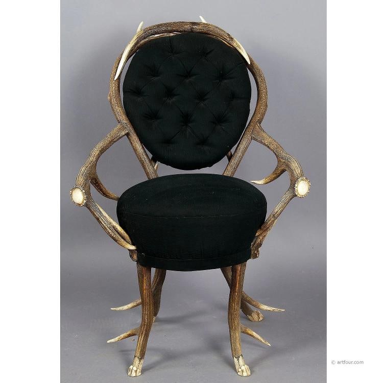 Pair of rare Antler Parlor Chairs, French ca. 1860 - 2