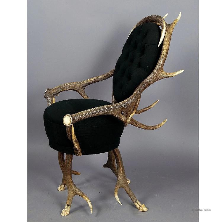 Pair of rare Antler Parlor Chairs, French ca. 1860 - 3
