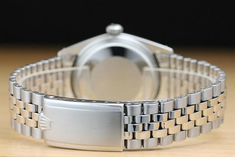 ROLEX MENS DATEJUST 1601 18K WHITE GOLD STAINLESS STEEL SILVER DIAMOND WATCH - 6