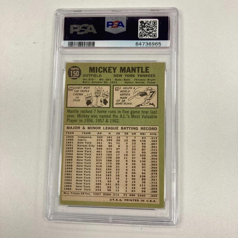 1967 Topps Mickey Mantle #150 Signed Baseball Card PSA DNA 8 Auto - 5
