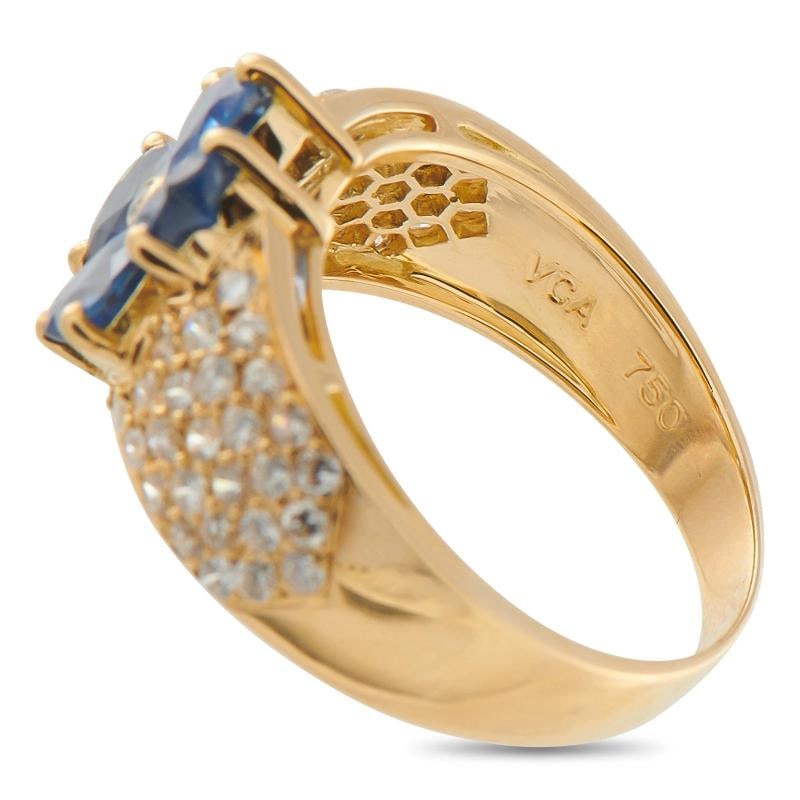 Van Cleef & Arpels Antoinette 18K Yellow Gold 0.55ct Diamond and Sapphire Ring - 4