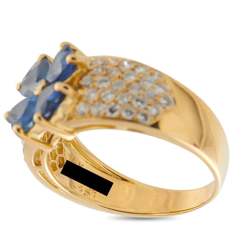Van Cleef & Arpels Antoinette 18K Yellow Gold 0.55ct Diamond and Sapphire Ring - 5