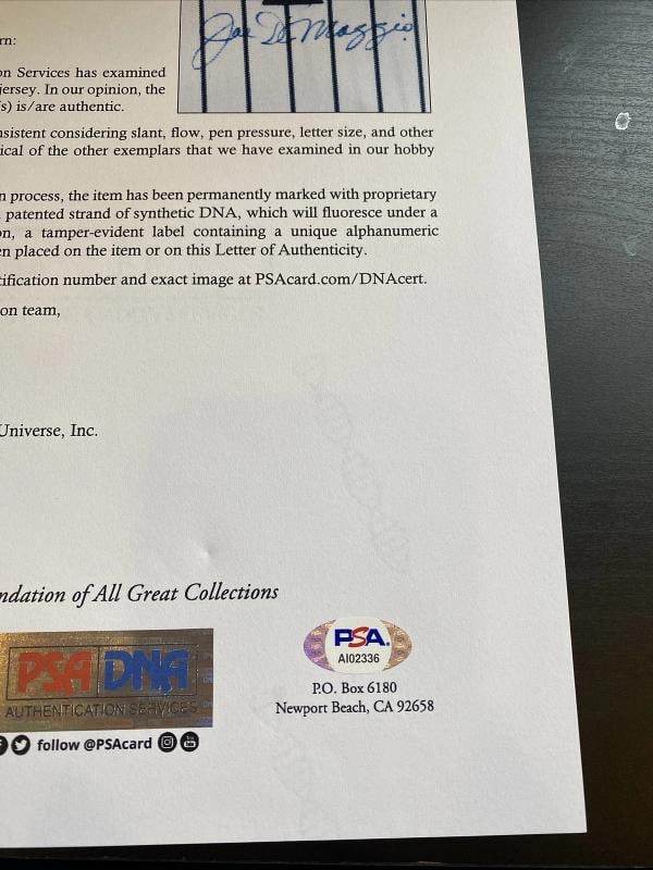 Joe Dimaggio Signed Autographed New York Yankees Game Model Jersey PSA DNA COA - 7