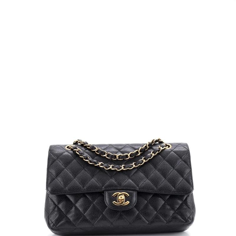 Chanel Vintage Classic Double Flap Bag Quilted Caviar Medium: Condition: Pre-owned - Good,Brand: Chanel,Exterior Material: Leather,Style: Shoulder Bags,Exterior Color: Black,Department: Women,Size: Medium,Accessories: Dust Bag 