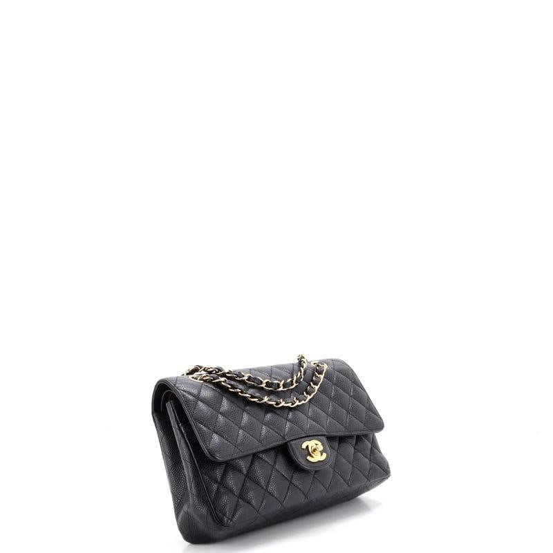 Chanel Vintage Classic Double Flap Bag Quilted Caviar Medium - 2