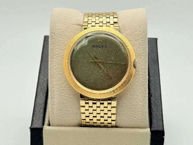 Vintage Rolex Precision Disco Volante 9919 36mm Tropical Dial Yellow Gold: Condition: Pre-owned - Good,Bezel Color: Gold, Yellow,Movement: Mechanical (Manual),Seller Warranty: Yes,Dial Pattern: Tropical,Year Manufactured: 1960-1969,Reference Number: 9919,Vintage: Yes,Brand: