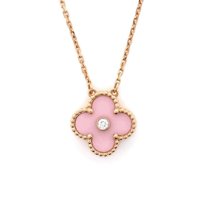 Van Cleef & Arpels Vintage Alhambra Pendant Necklace 18K Rose Gold and Pink - 3
