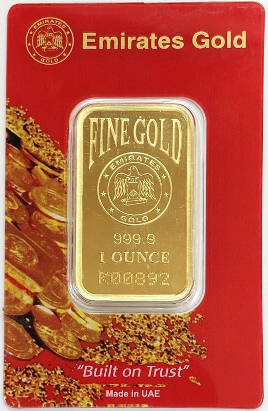 DUBAI UNITED ARAB EMIRATES 1 OZ GOLD .9999 FINE SEALED ROSE BAR IN ASSAY: Shape: Bar,Precious Metal Content per Unit: 1 oz,Composition: Gold,Country of Origin: United Arab Emirates,Certification: Degussa Refinery,Weight: 10 GRAMS .9999,Precious Metal Content: 10 g 