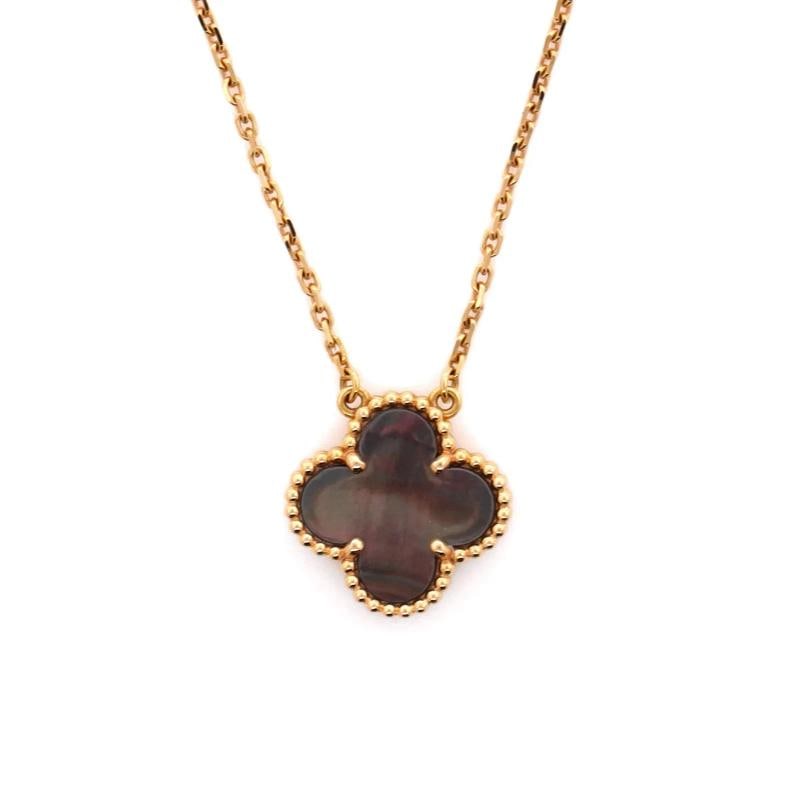 Van Cleef & Arpels Vintage Alhambra Pendant Necklace 18K Rose Gold and Grey - 4