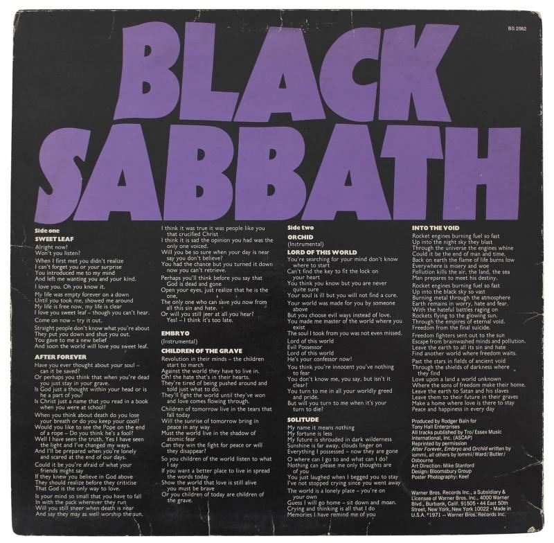 Black Sabbath (4) Osbourne, Iommi, Ward & Butler Signed Album Cover w Vinyl PSA - 11