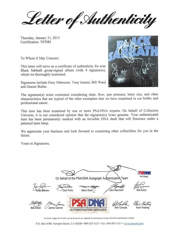 Black Sabbath (4) Osbourne, Iommi, Ward & Butler Signed Album Cover w Vinyl PSA - 6