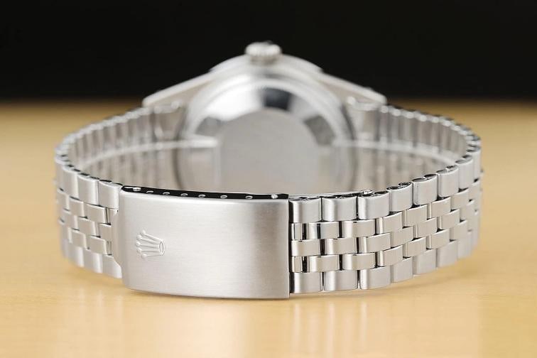 ROLEX MENS DATEJUST BLACK DIAL 18K GOLD STEEL DIAMOND WATCH w/ FOLDED BRACELET - 6