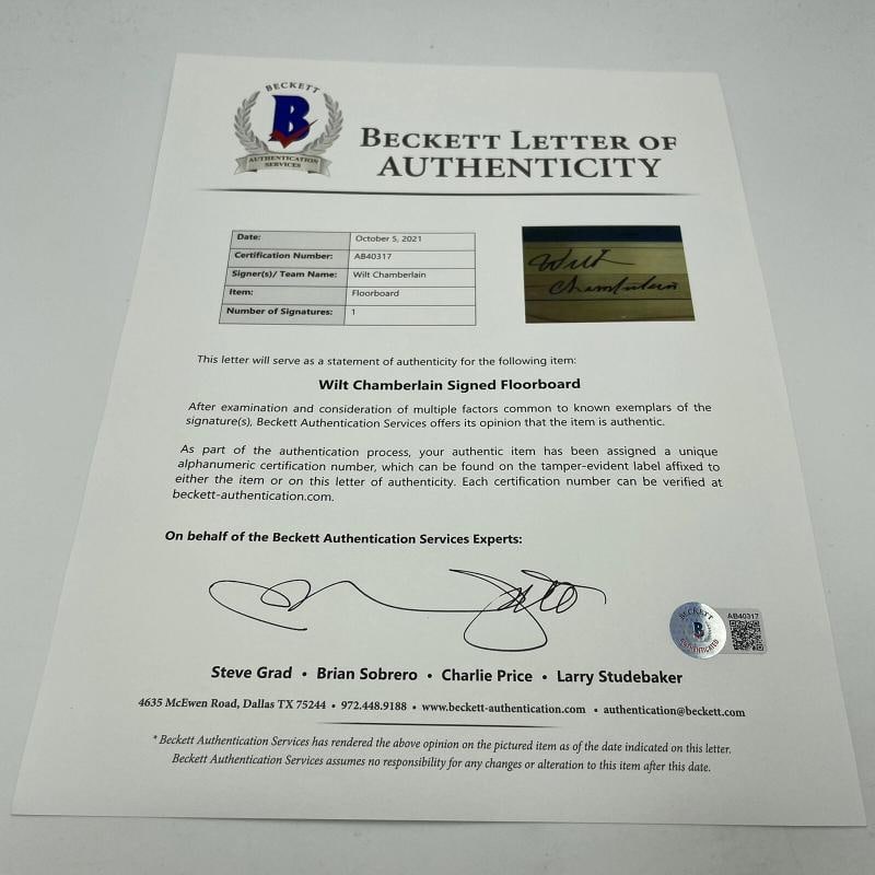Wilt Chamberlain Signed Original Lakers Forum Basketball Court Floor Beckett COA - 2