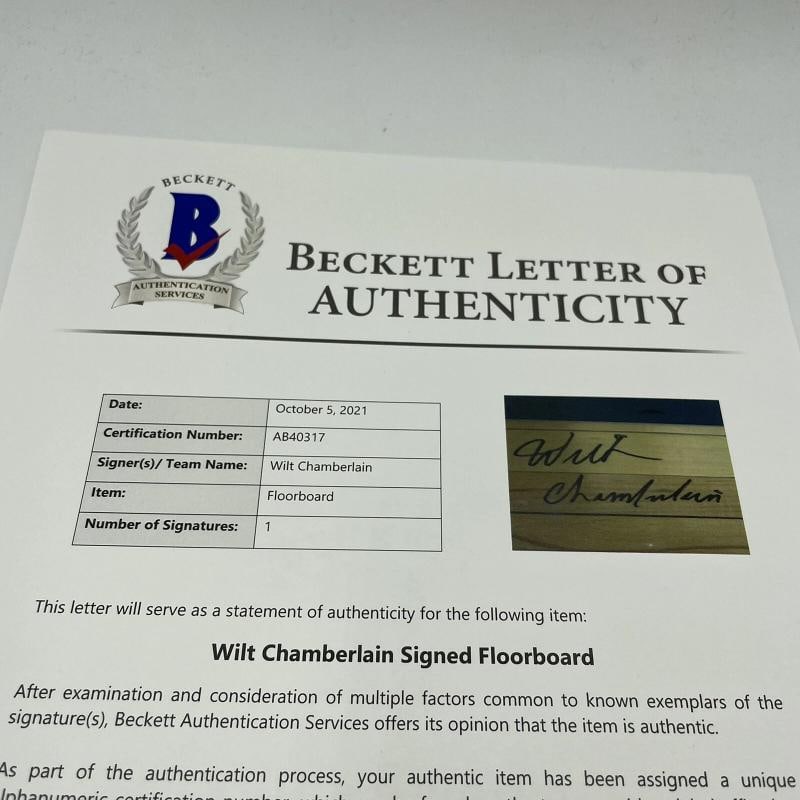 Wilt Chamberlain Signed Original Lakers Forum Basketball Court Floor Beckett COA - 3