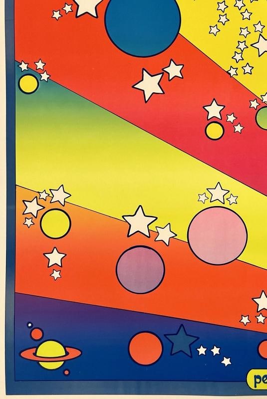 Original Vintage Poster PAN AM 747 Airline Travel Tourism PETER MAX LINEN - 4