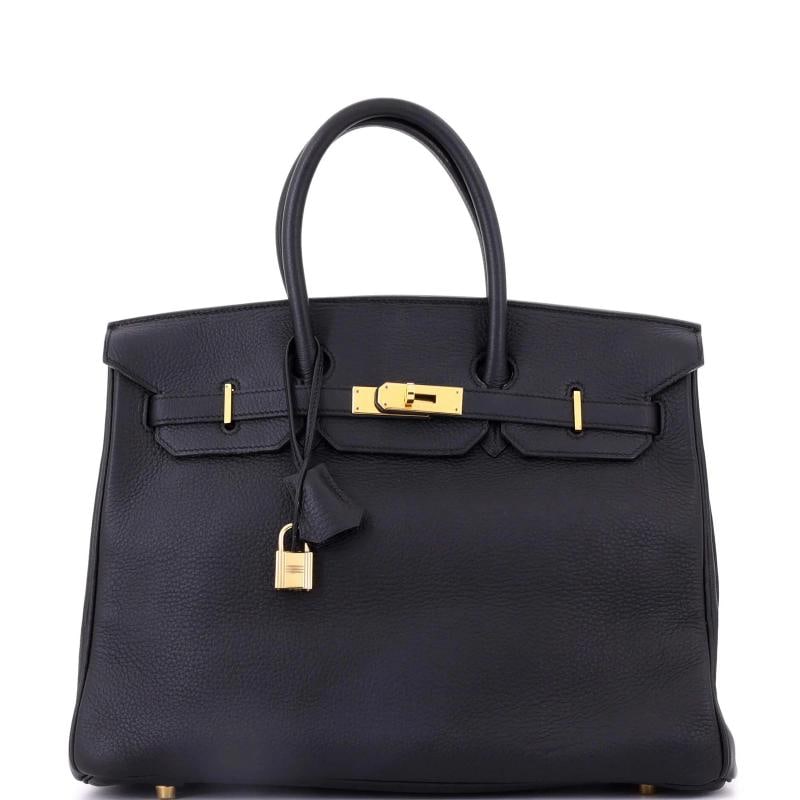 Hermes Birkin Handbag Black Togo with Gold Hardware 35: Condition: Pre-owned - Fair,Brand: Hermes,Exterior Material: Leather,Style: Totes,Exterior Color: Black,Department: Women,Size: 35,Accessories: Keys, Clochette, Lock Condition: Fair. Exterior: creases