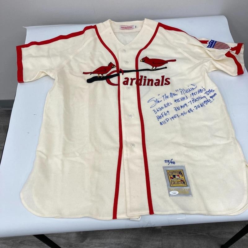 Stan Musial Signed Heavily Inscribed STATS St. Louis Cardinals Jersey JSA COA - 2