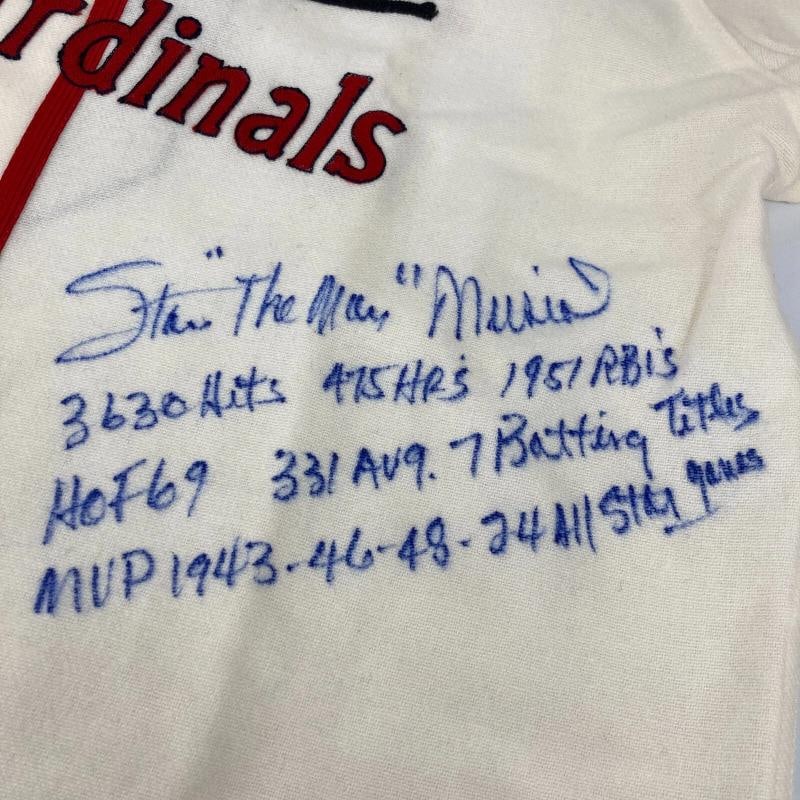 Stan Musial Signed Heavily Inscribed STATS St. Louis Cardinals Jersey JSA COA - 3