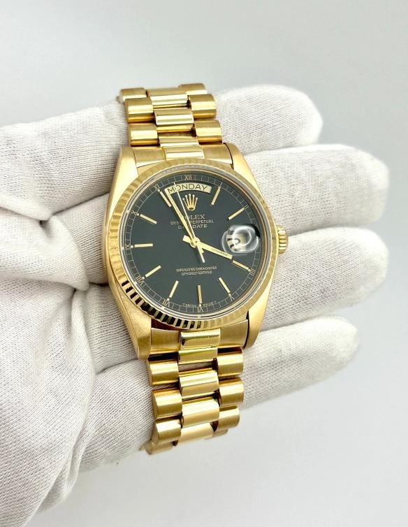 Rolex Day Date President 18038 36mm Black Dial 18K Yellow Gold - 7