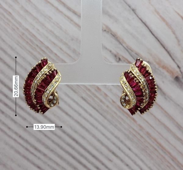 Ruby and Diamond Earrings In 18K Yellow Gold - 3