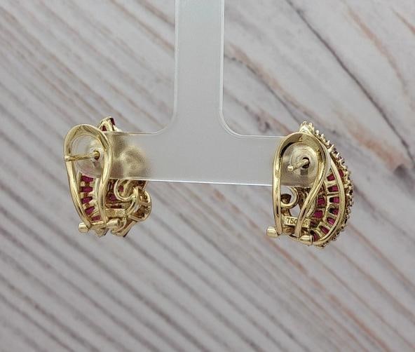 Ruby and Diamond Earrings In 18K Yellow Gold - 5
