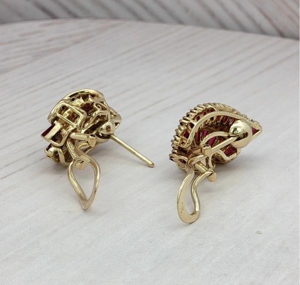 Ruby and Diamond Earrings In 18K Yellow Gold - 6