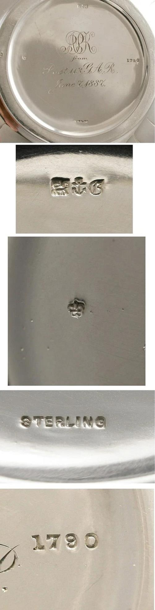 Antique 5pc Gorham Sterling Repousse Tea Set 1887 - 10