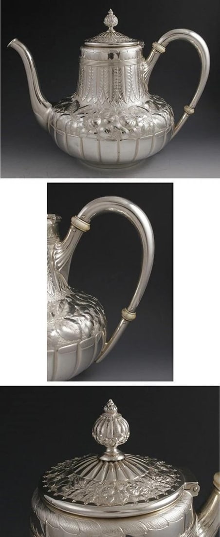 Antique 5pc Gorham Sterling Repousse Tea Set 1887 - 2