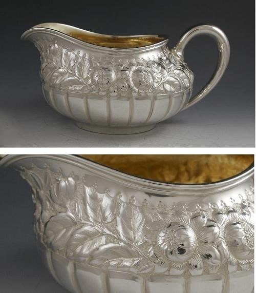 Antique 5pc Gorham Sterling Repousse Tea Set 1887 - 6