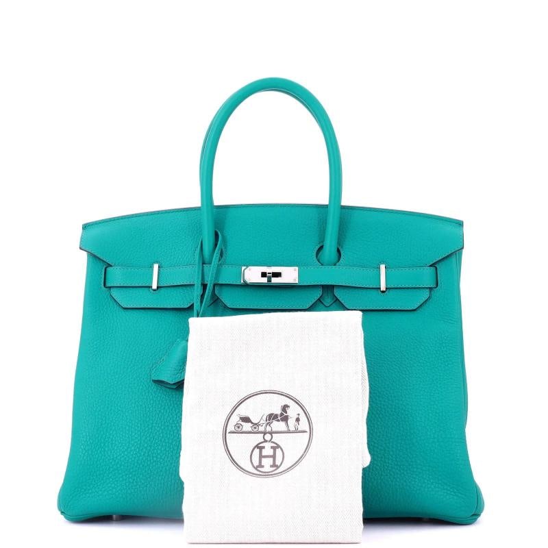 Hermes Birkin Handbag Blue Togo with Palladium Hardware 35 - 2