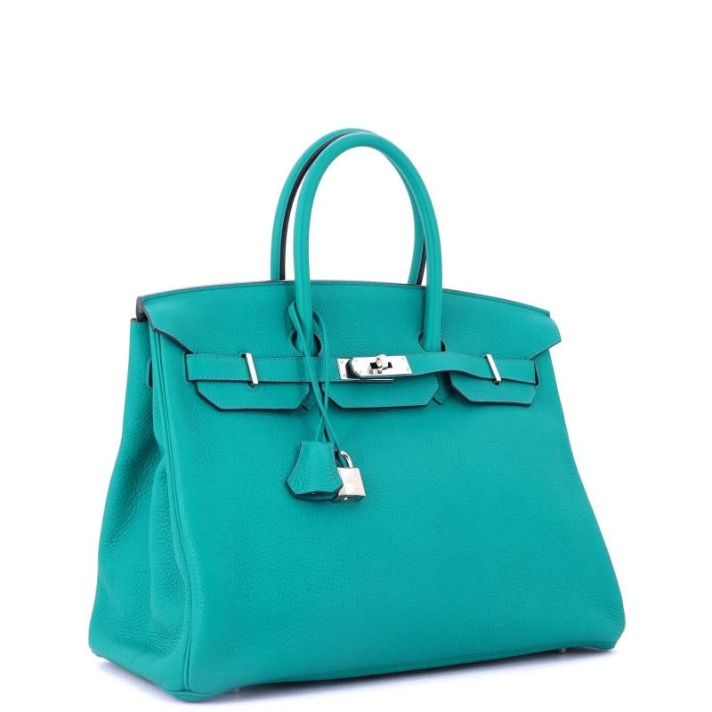 Hermes Birkin Handbag Blue Togo with Palladium Hardware 35 - 3