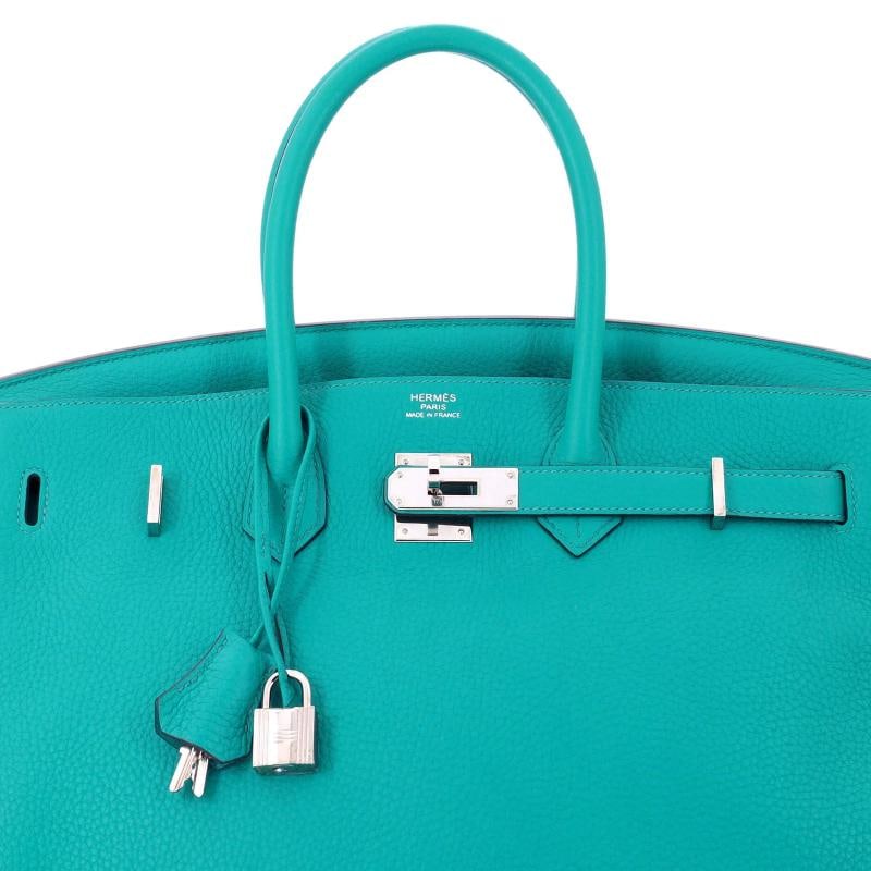 Hermes Birkin Handbag Blue Togo with Palladium Hardware 35 - 7