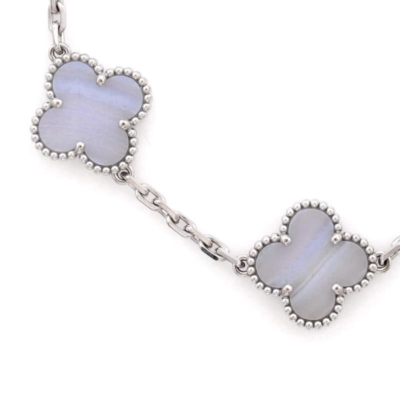 Van Cleef & Arpels Vintage Alhambra 5 Motifs Bracelet 18K White Gold - 3