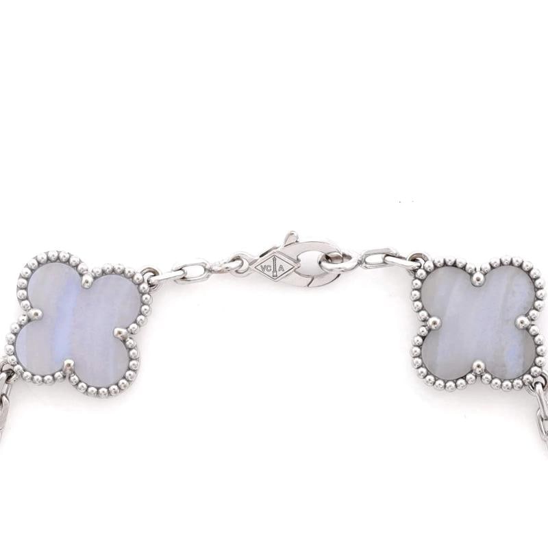 Van Cleef & Arpels Vintage Alhambra 5 Motifs Bracelet 18K White Gold - 4