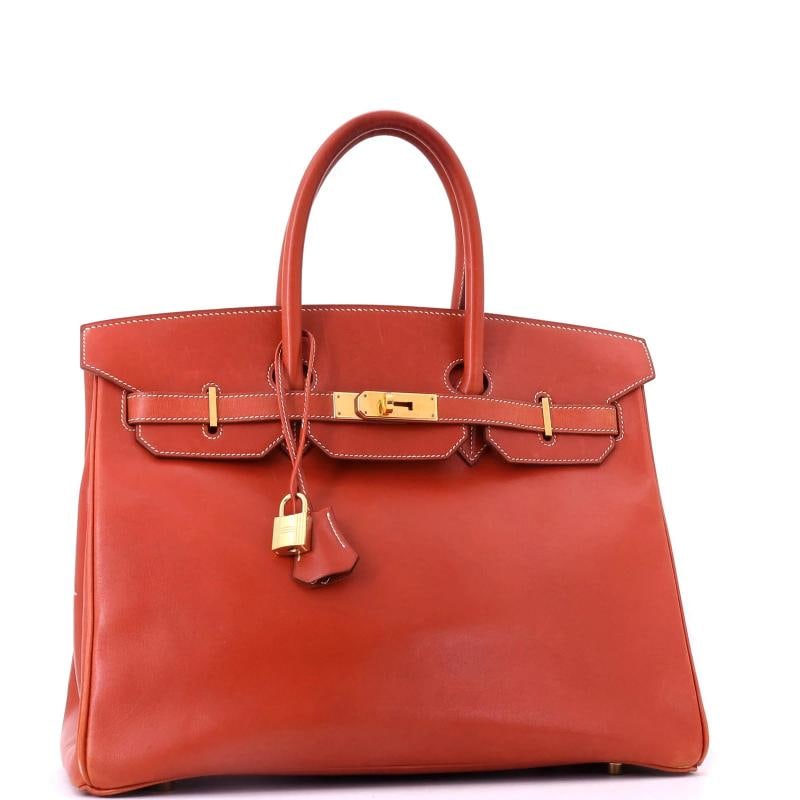 Hermes Birkin Handbag Orange Box Calf with Gold Hardware 35 - 2