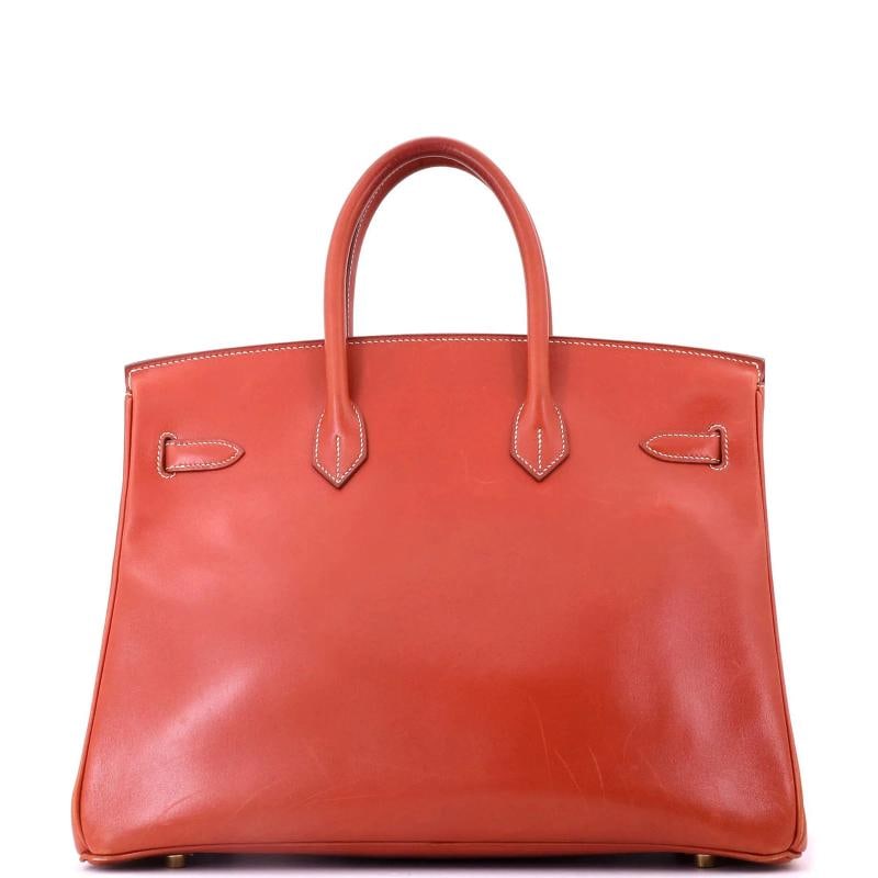 Hermes Birkin Handbag Orange Box Calf with Gold Hardware 35 - 3