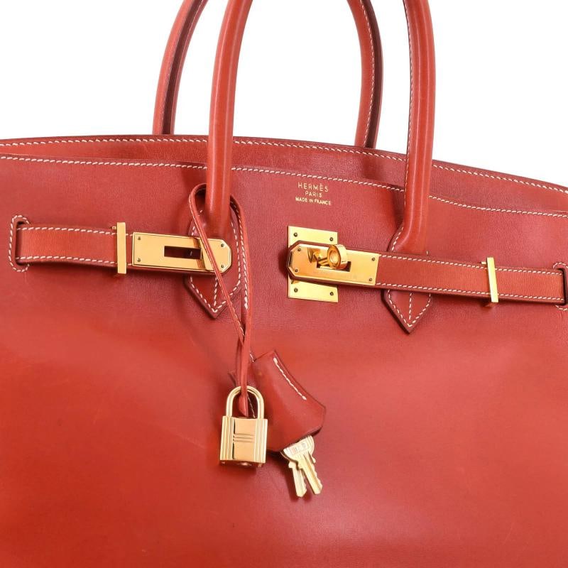 Hermes Birkin Handbag Orange Box Calf with Gold Hardware 35 - 6