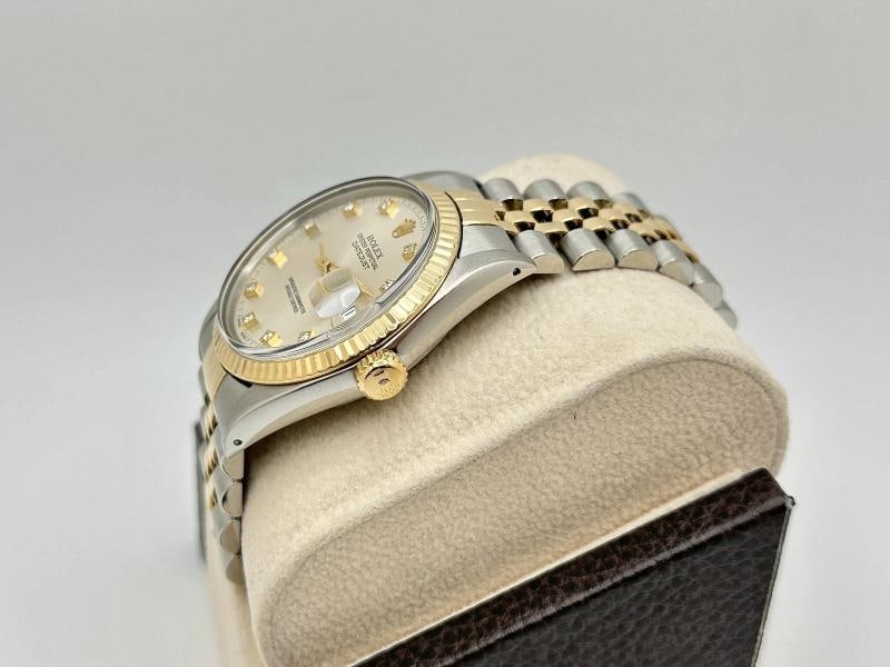 Rolex Datejust 16013 36mm Factory Silver Diamond Dial 18K Yellow Gold Steel - 6