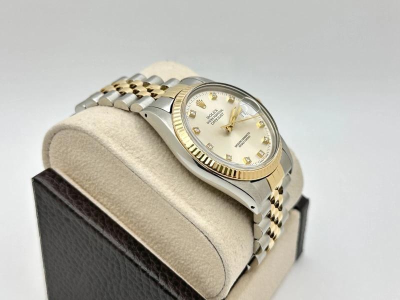 Rolex Datejust 16013 36mm Factory Silver Diamond Dial 18K Yellow Gold Steel - 7