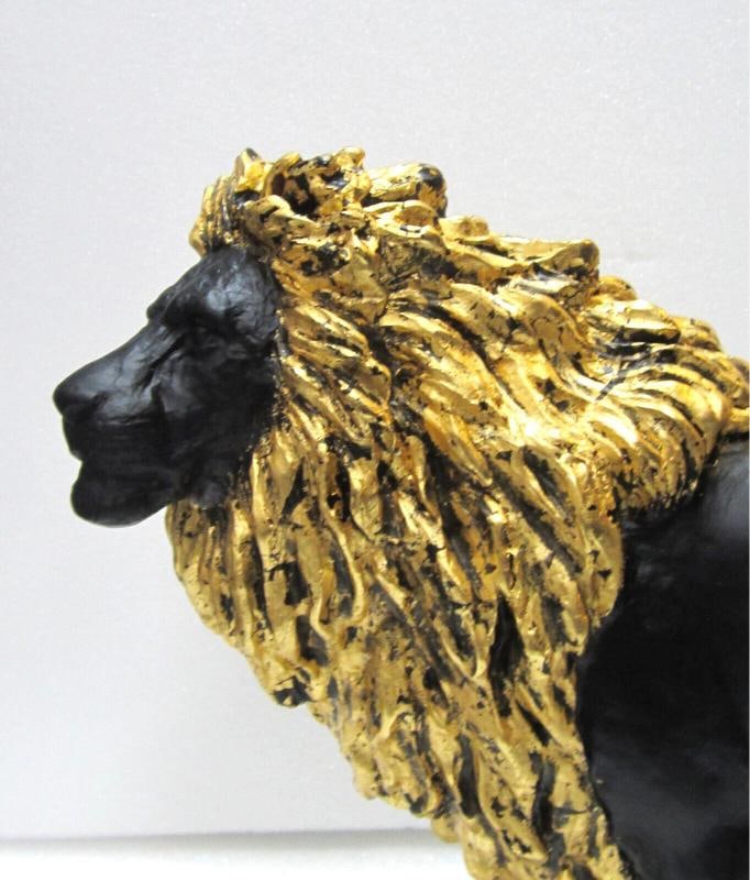 DAUM LIMITED ED CRYSTAL BLACK & GOLD SAND LION FIGURINE #05562-1S BRAND NIB RARE - 3