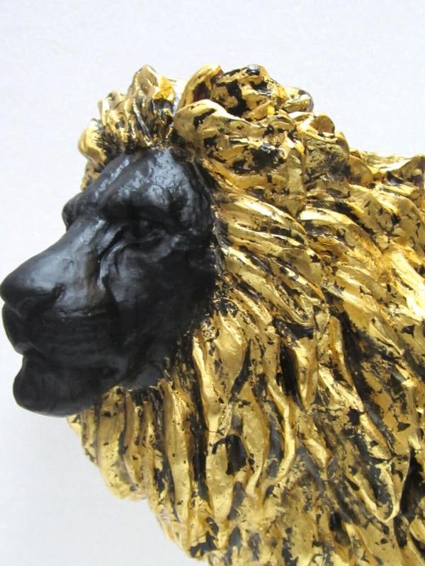 DAUM LIMITED ED CRYSTAL BLACK & GOLD SAND LION FIGURINE #05562-1S BRAND NIB RARE - 4
