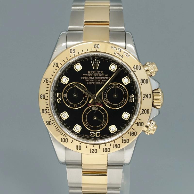2009 MINT Rolex Daytona 116523 Black Diamond Dial Steel Yellow Gold Two Tone - 2